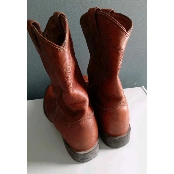 Justin Roper Boots Brown Leather Western Cowboy Pull On Boots Size?